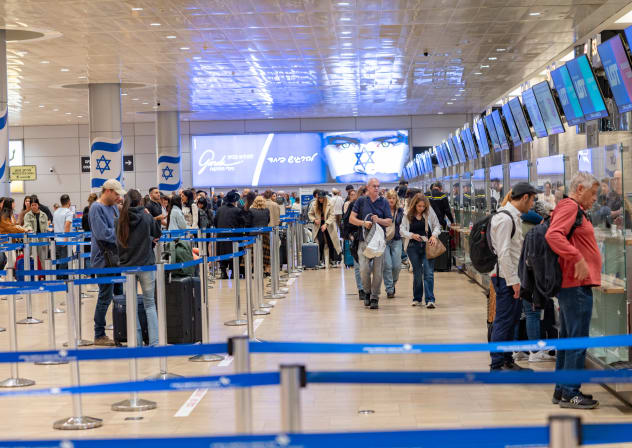 Travellers at Ben Gurion International Airport, October 23, 2025.