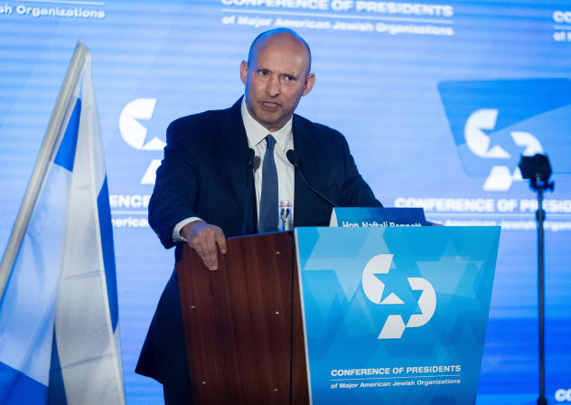 Former Prime Minister Naftali Bennett attends a Conference of Presidents of Major American Jewish Organizations in Jerusalem, on February 17, 2026.