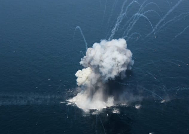 An explosion during an exercise in southern Iran, in this handout image obtained on February 17, 2026.