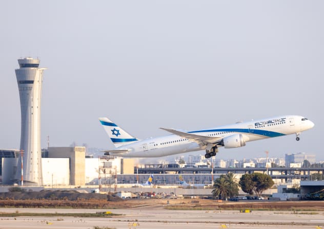 AN EL AL flight takes off at the Ben Gurion International Airport, outside of Tel Aviv, August 14, 2025.