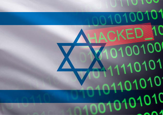 An illustration of Israeli data being hacked.