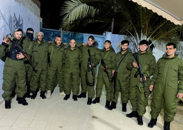 Ghassan Duhine and members of the Abu Shabab anti-Hamas Gaza militia.