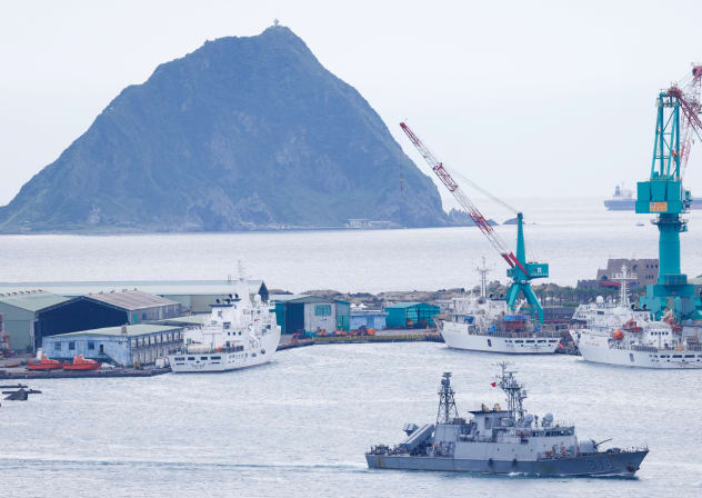 A Jin Chiang (PG-610) navy ship returns to base in Keelung, Taiwan July 9, 2025.
