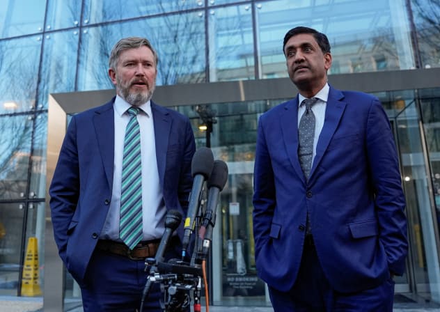 US Representatives Thomas Massie (R‑KY) and Ro Khanna (D‑CA) speak to the media, February 9, 2026; illustrative.