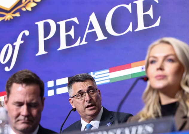 Foreign Minister Gideon Sa'ar attends the inaugural Board of Peace meeting at the US Institute of Peace in Washington, DC, US, February 19, 2026