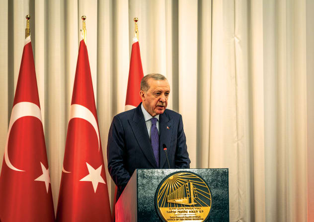IN TERMS of the clash of civilizations, Iranian Supreme Leader Ali Khamenei and Recep Tayyip Erdogan are on the same page. Here, the Turkish president speaks during a joint press conference with Ethiopia’s prime minister during his official visit to the National Palace in Addis Ababa on Tuesday.