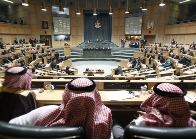 Members of the Jordanian Parliament sit in the plenum during a debate, Amman, December 1, 2011; illustrative.