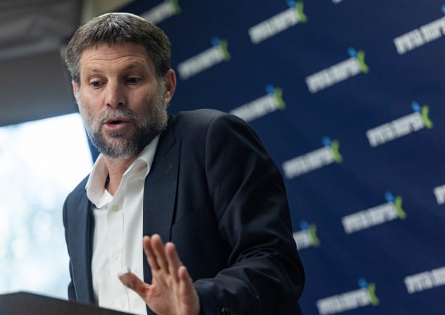 Finance Minister Bezalel Smotrich leads a faction meeting at the Knesset, in Jerusalem, February 23, 2026