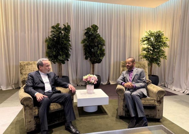 Iranian Foreign Minister Abbas Araqchi meets with Omani Foreign Minister Sayyid Badr Albusaidi in Geneva, Switzerland, February 25, 2026. 