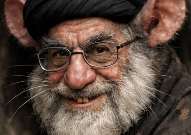An illkustrative photo of Ayatollah Kamenei as a mouse. 