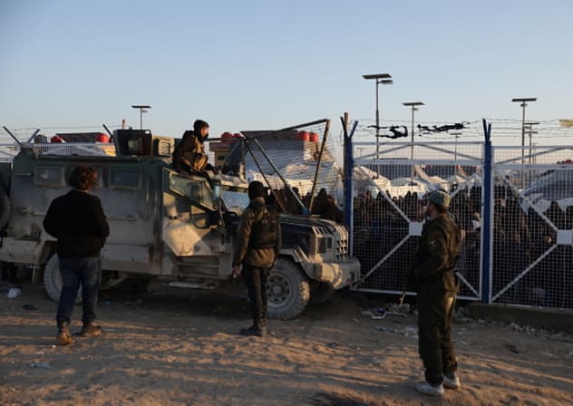 Syrian army increases security measures in and around al-Hol camp, located south of Al-Hasakah, where families of Daesh members, most of them women and children, are being held, in Syria, on January 25, 2026.