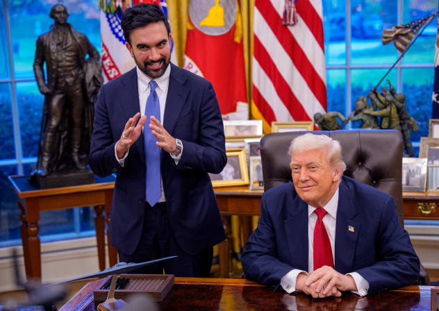 US President Donald Trump meets with New York City Mayor-elect Zohran Mamdani (L) in the Oval Office of the White House on November 21, 2025 in Washington, DC.
