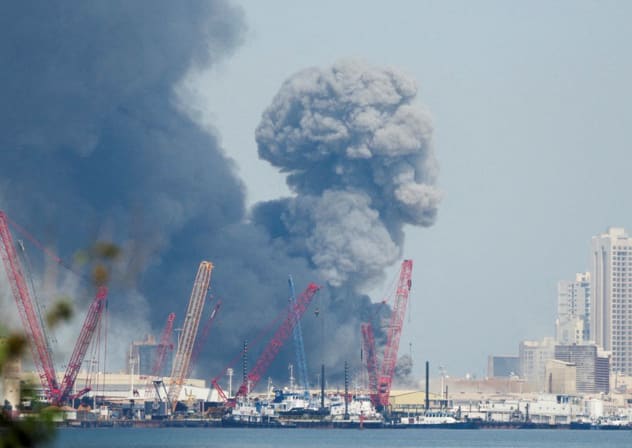 Smoke rises in the sky after blasts were heard in Manama, Bahrain, February 28, 2026.