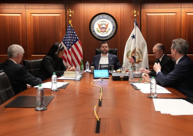 Vice President JD Vance and cabinet secretaries in the Situation Room, February 28, 2026