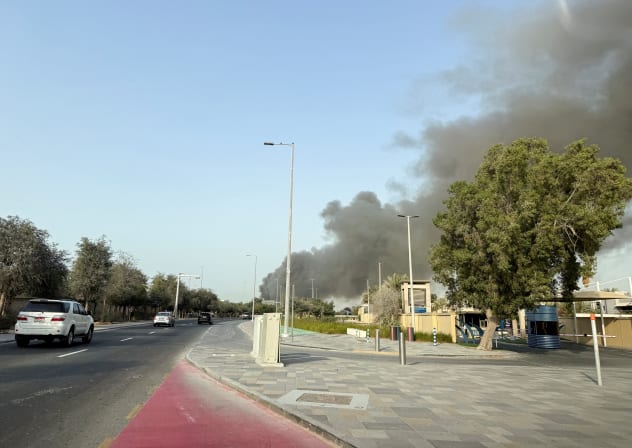 Smoke billows from Zayed port after an Iranian attack, following United States and Israel strikes on Iran, in Abu Dhabi, United Arab Emirates, March 1, 2026.