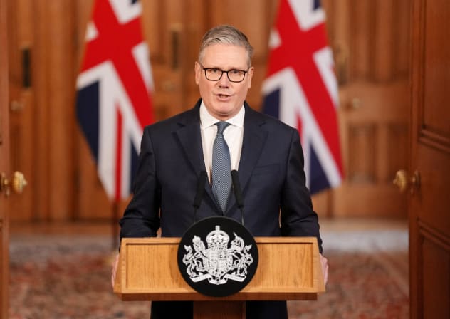 British Prime Minister Keir Starmer issues a statement at 10 Downing Street, after Israel and the US conducted strikes on Iran, in London, Britain, February 28, 2026. 