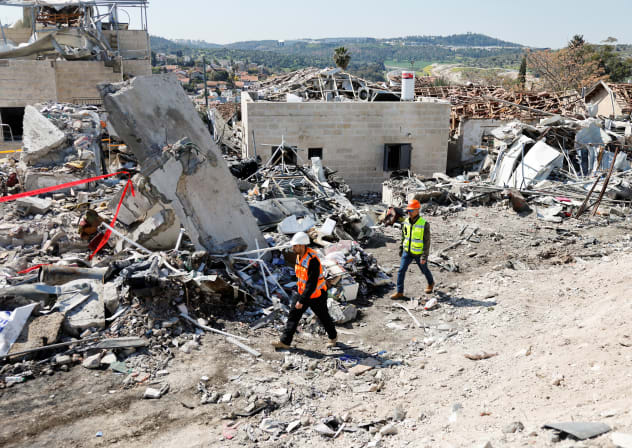 Debris lies at the site of a fatal Iranian missile strike, amid the US-Israel conflict with Iran, in Beit Shemesh, Israel, March 2, 2026.