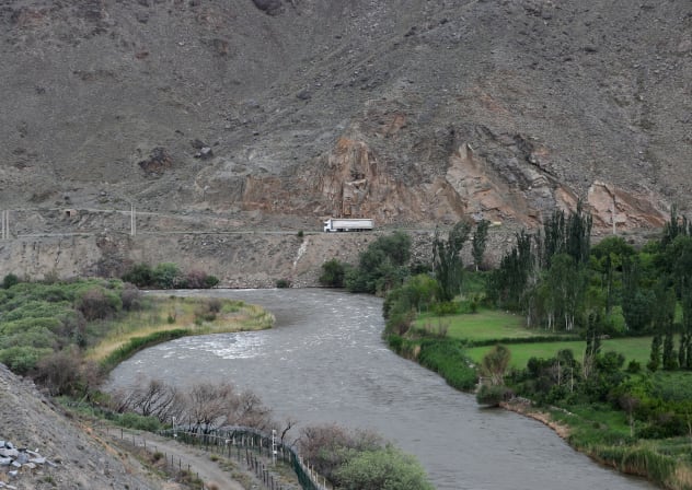 ILLUSTRATIVE: A truck drives on a road in the border region of Iran, as seen from the Syunik Province of Armenia May 14, 2025.