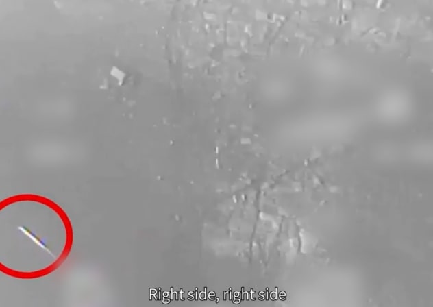Screengrab from a video shared by the IDF of a fighter pilot evading an Iranian missile, March 2, 2026