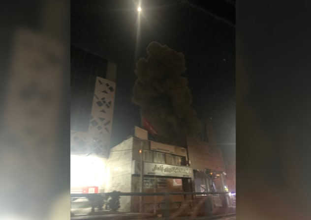 Smoke rising from explosions after the IDF stuck the Islamic Republic of Iran Broadcasting headquarters in Tehran on March 3, 2026.