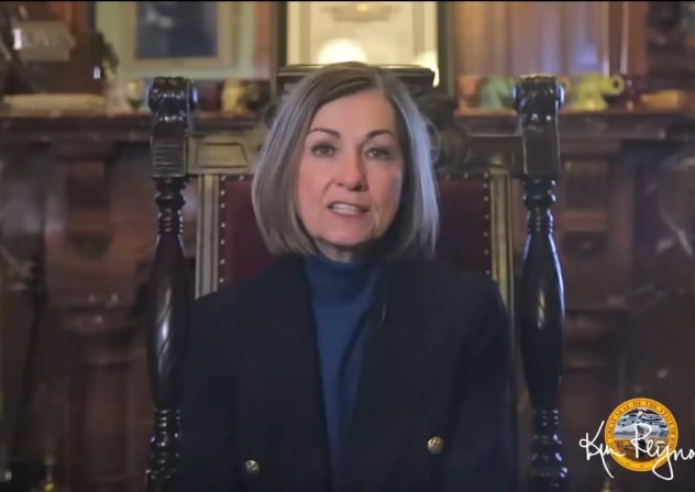 Iowa Governor Kim Reynolds announcing the launch of the Jewish American Heritage Month (JAHM) Student Scholarship Contest, organized by CAM