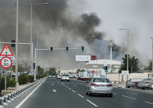  Smoke rises after reported Iranian missile attacks, following United States and Israel strikes on Iran, as seen from Doha, Qatar, March 1, 2026. 