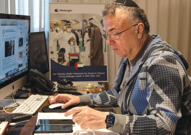 Working in his Petah Tikva office, 2024: Watergen’s water-from-air technology is a priority.
