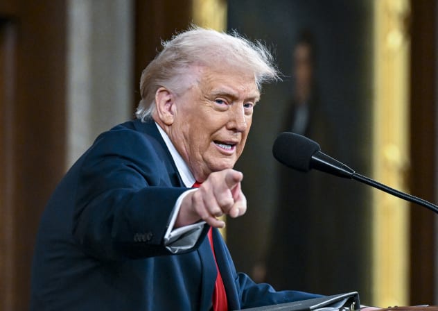 US President Donald Trump delivers the State of the Union address during a joint session of Congress in the House Chamber at the Capitol on February 24, 2026 in Washington, DC.