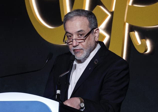 Iran's Foreign Minister Abbas Araghchi looks on as he speaks during the 17th edition of the Al-Jazeera Forum in Doha on February 7, 2026.