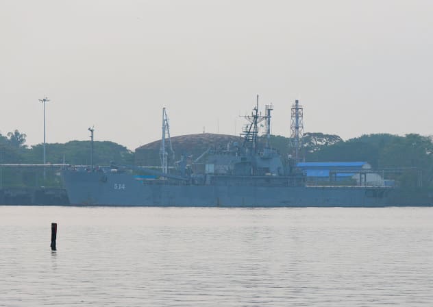 The Iranian military ship IRIS Lavan is docked at a port in Kochi, India, March 7, 2026.