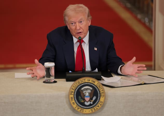 US President Donald Trump speaks during a roundtable discussion on college sports in the East Room of the White House on March 06, 2026 in Washington, DC.
