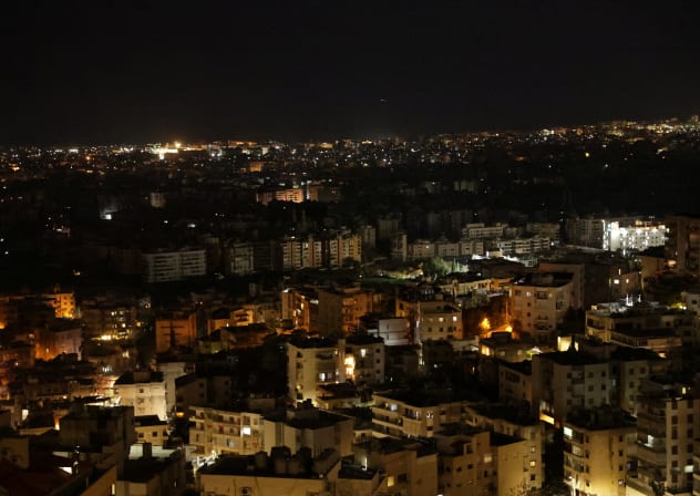 A general view of Beirut's southern suburbs appearing without electricity, following an escalation between Hezbollah and Israel amid the U.S.-Israeli conflict with Iran, in Beirut, Lebanon, March 7, 2026. 