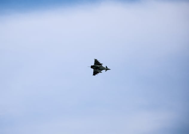 An aircraft flies near RAF Akrotiri, a British sovereign base that was hit by a drone early on Monday, causing limited damage, in Cyprus, March 6, 2026.