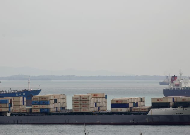 Container ship Valili carrying Islamic Republic of Iran Shipping Lines (IRISL) cargo is seen in the waters of Singapore Strait off Sentosa island February 6, 2012; illustrative.