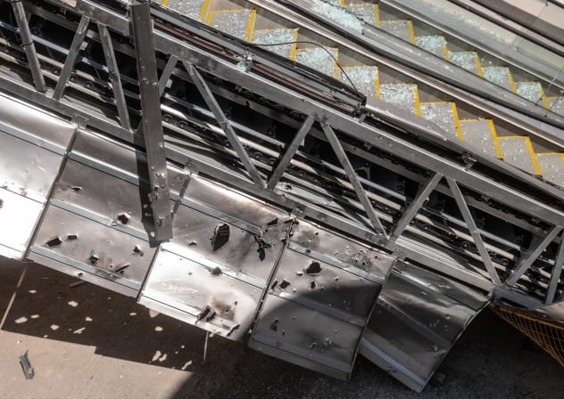  A construction site in central Israel that was hit by a missile from Iran, March 9, 2026.