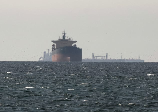 Tankers sail in the Gulf, near the Strait of Hormuz, as seen from northern Ras al-Khaimah, near the border with Oman’s Musandam governance, amid the US-Israeli conflict with Iran, in United Arab Emirates, March 11, 2026. 