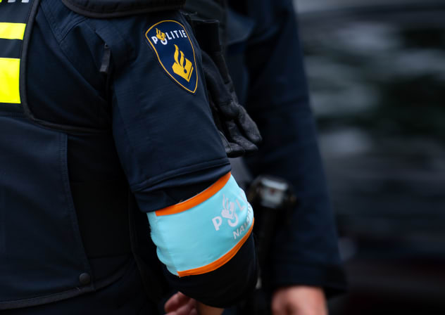 Police officers on patrol during the North Atlantic Treaty Organization Summit Opening Day at World Forum on June 24, 2025 in The Hague, Netherlands.