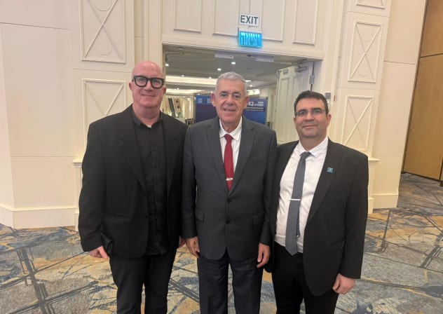 From right: Israeli Society for Quality chairman Sharon Anker, Israel Aerospace Industries chairman Boaz Levy, and Israel Export Institute chairman and Lauder Employment Centers in Israel chairman Avi Balashnikov.
