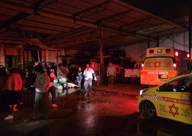 Magen David Adom arrives at the scene of a shrapnel impact site, March 18, 2026