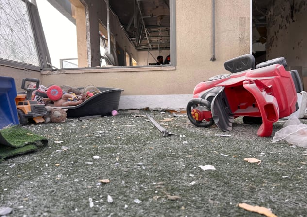 Rishon Lezion Kindergarten damaged during an Iranian missile barrage.