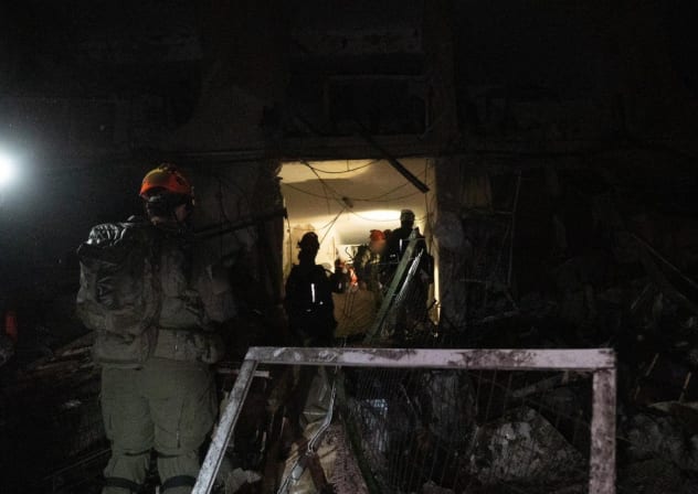 IDF search and rescue forces operating at the scene of a munition impact in southern Israel on March 21, 2026.