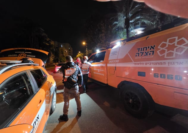 United Hatzalah emergency responders at the scene of reported shrapnel following an Iranian missile barrage, March 23, 2026.