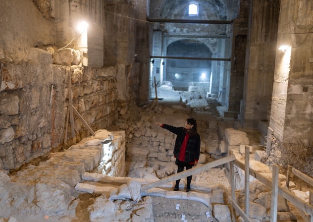 Eilat Lieber, director and chief curator of the Tower of David Museum, stands in the site of the Kishle, which is currently being excavated. 
