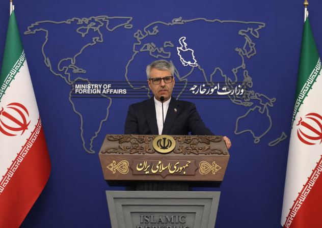Iranian foreign ministry spokesman Esmail Baqaei responds to reporters on his country's foreign policy agenda and regional developments during the weekly press conference held at the Ministry of Foreign Affairs in the capital Tehran, on February 10, 2026.