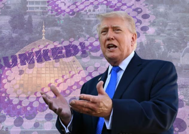 An illustrative picture of President Donald Trump with a backdrop of the Jerusalem's old city.