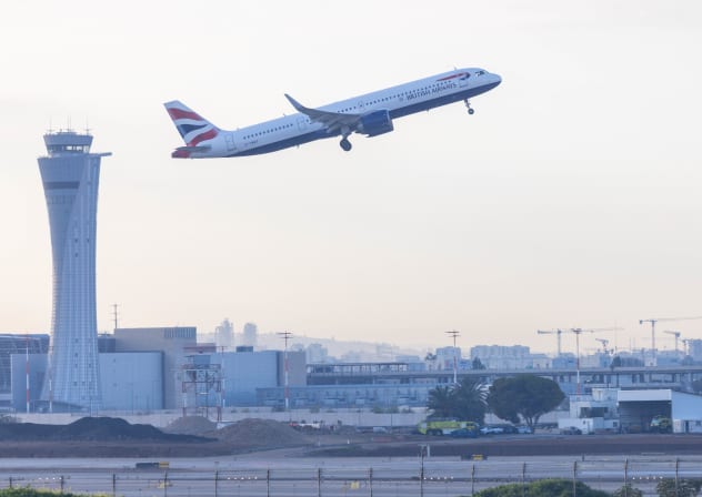 A British Airways flight at Ben-Gurion Airport, February 25, 2026.