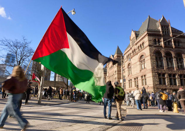AL-QUDS DAY protesters march through the streets in Toronto, Ontario, on March 14, 2026.