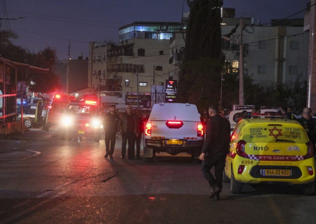ISRAELI SECURITY and rescue forces operate at the scene where several people were lightly injured by a missile fired from Lebanon in Bi’ina, northern Israel, April 2, 2026.