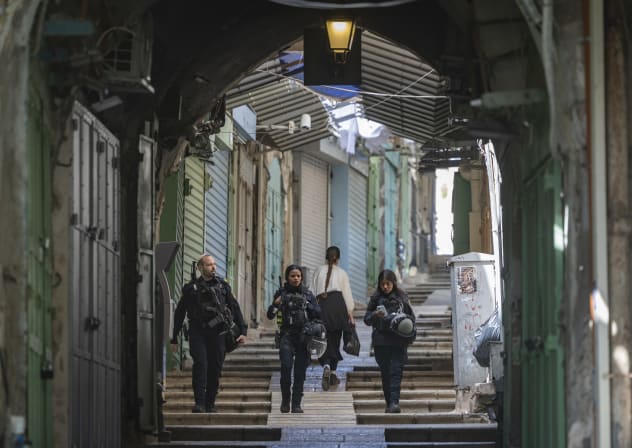 People seen in the Old City of Jerusalem, which remains closed during the Passover holiday amid the ongoing war, April 5, 2026.