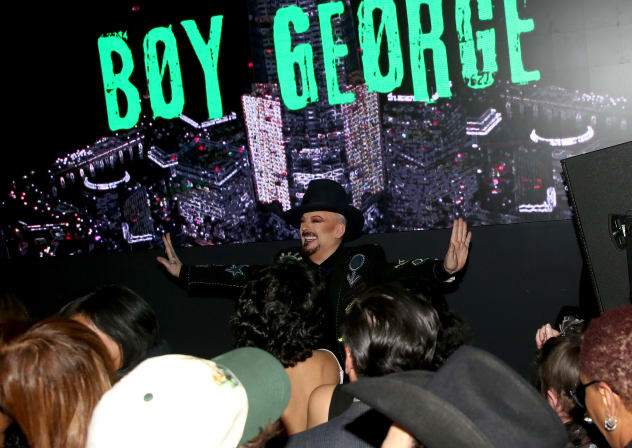 Boy George deejays at the grand Opening of the new Planet Hollywood NYC at Planet Hollywood New York City on March 11, 2025 in New York City.